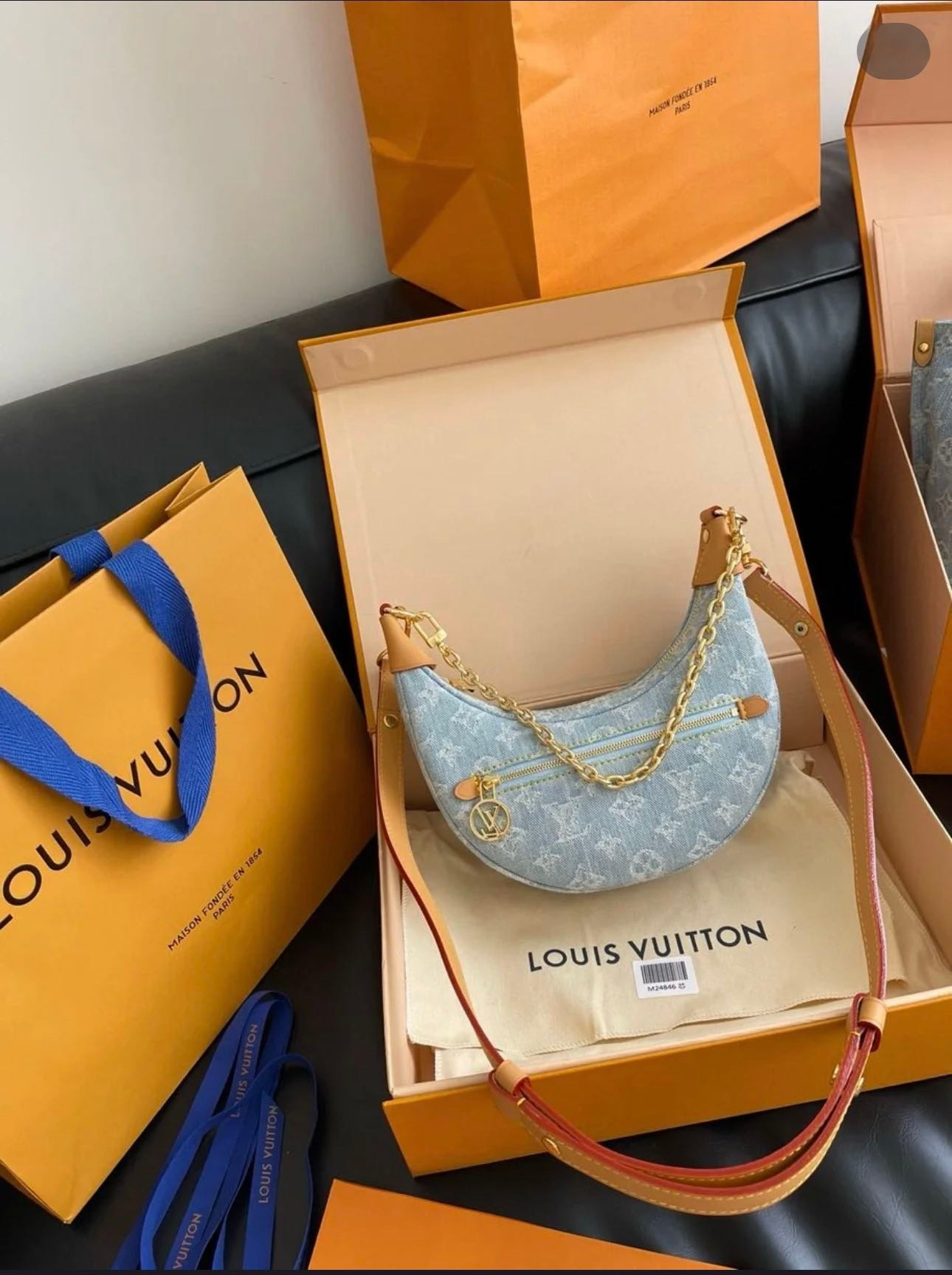 95新 LouisVuitton/路易威登 牛仔loop 月亮包 芯片款  12280827