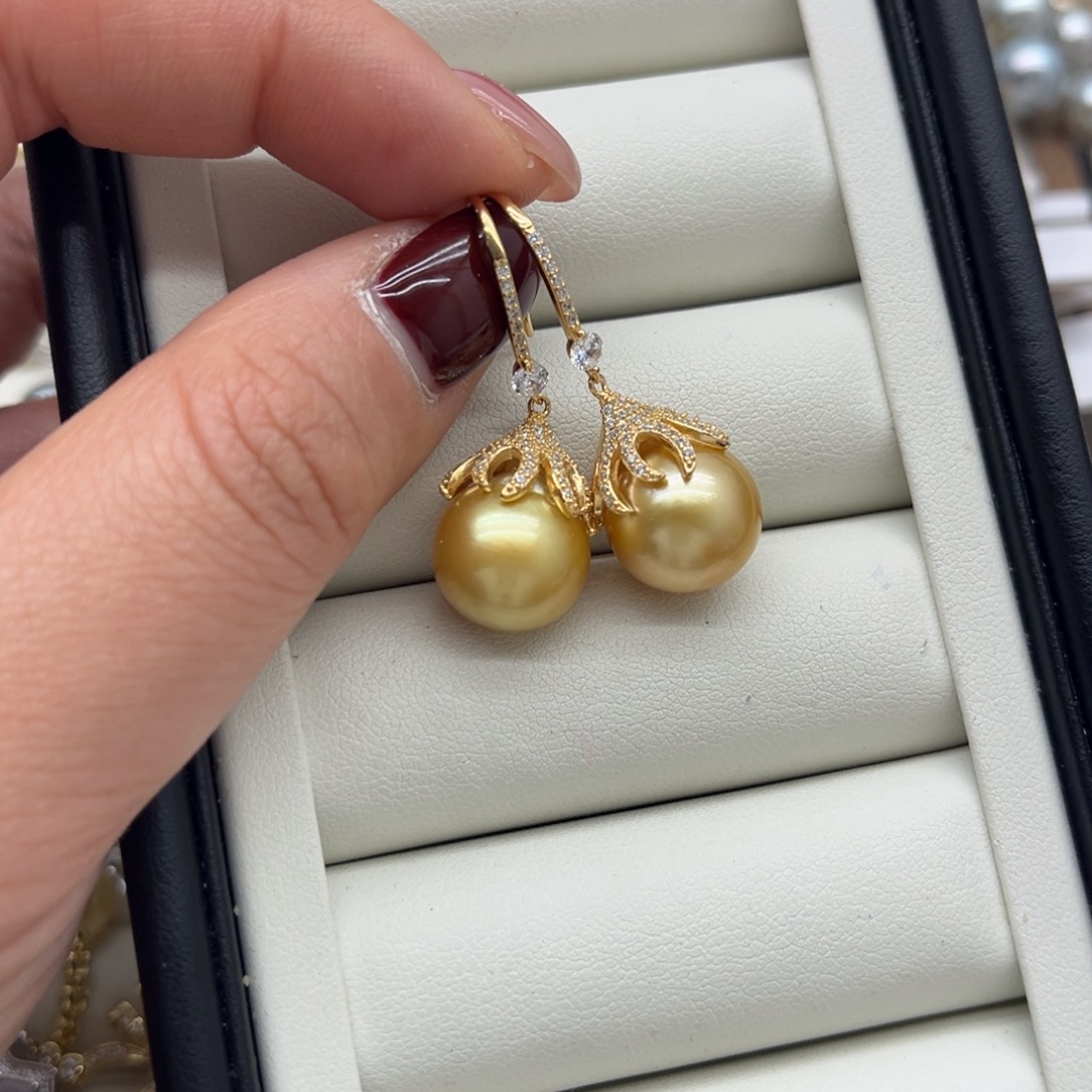 耳饰银S925镶嵌海水珍珠