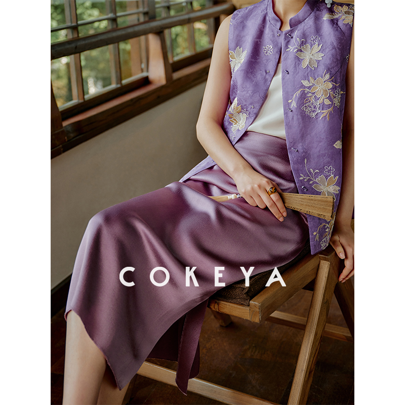 COKEYA/千件+！~东欧长丝VISCOSE丝光锤纹醋酸包臀气质半裙女