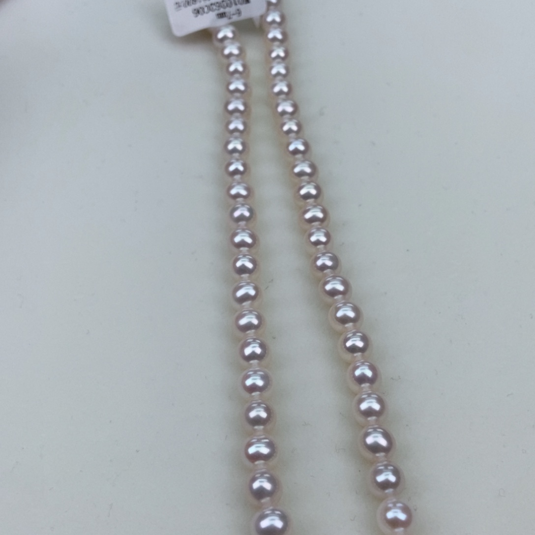 淡水珍珠6-7近正圆白透粉炫彩银S925镶嵌