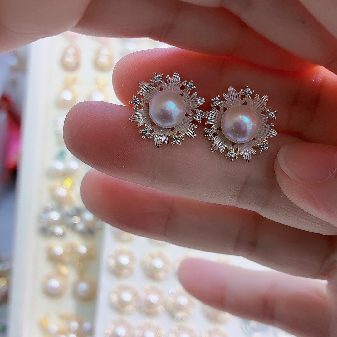 合金淡水珍珠耳饰