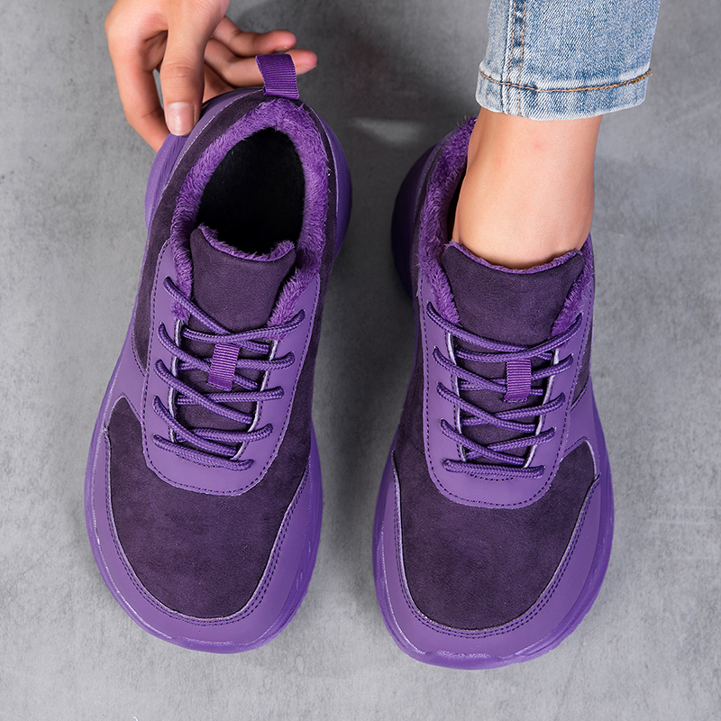 冬季加绒加厚宽头男鞋防滑保暖棉鞋大脚骨脚胖运动鞋大码宽楦男女