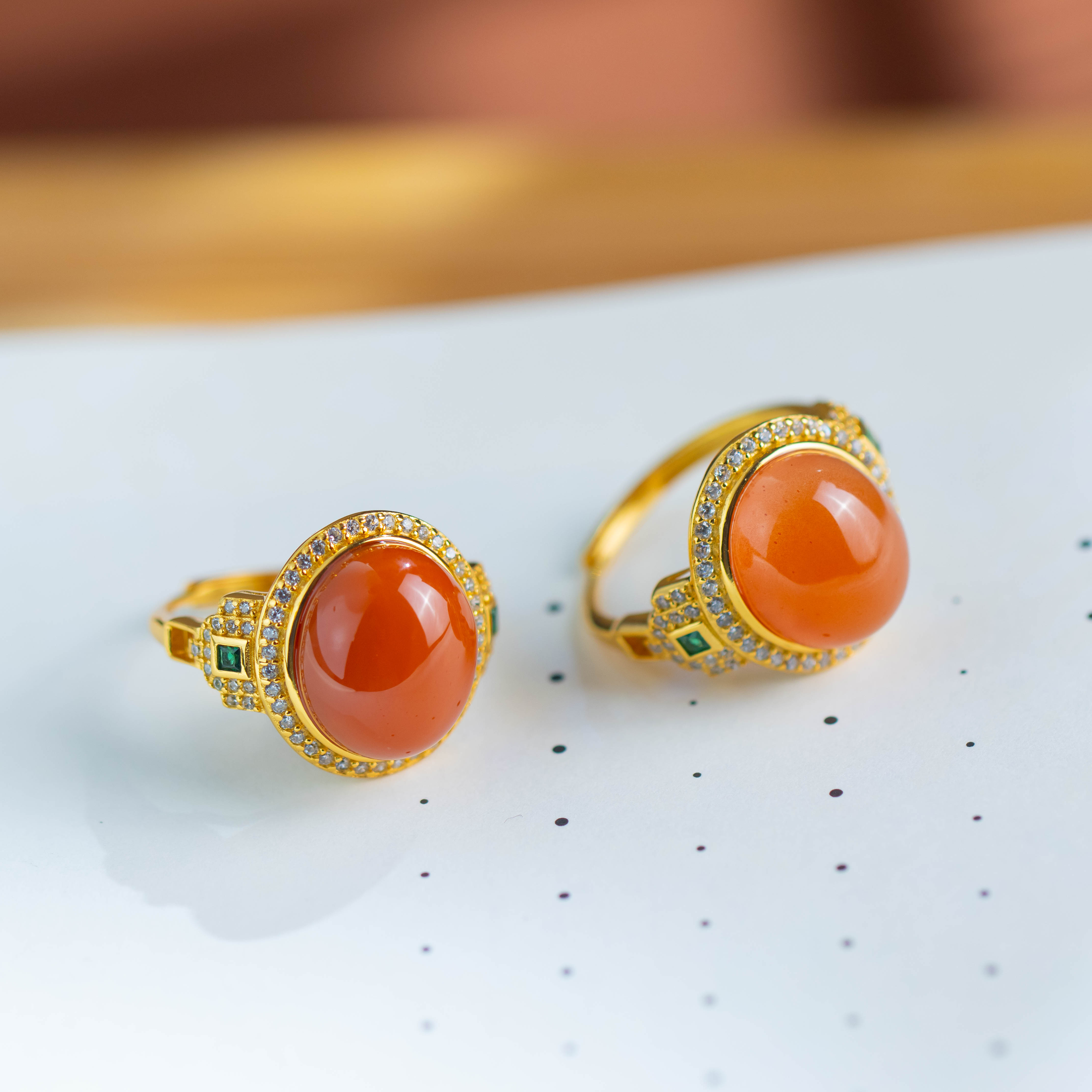 S925银镶嵌玛瑙蛋面民族风精致女款戒指（多样性发货 发其一）