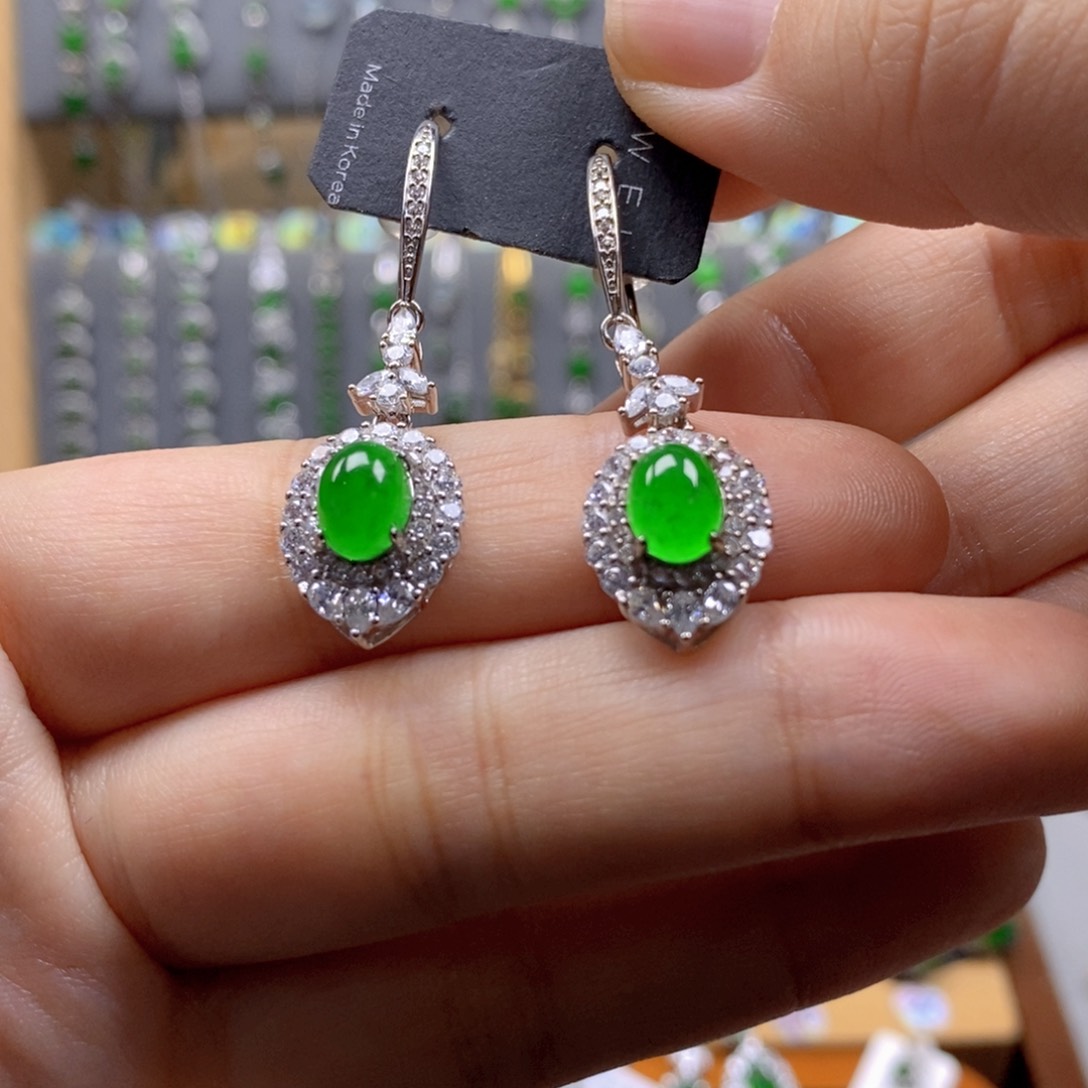 颈饰银S925镶嵌翡翠17号色超正