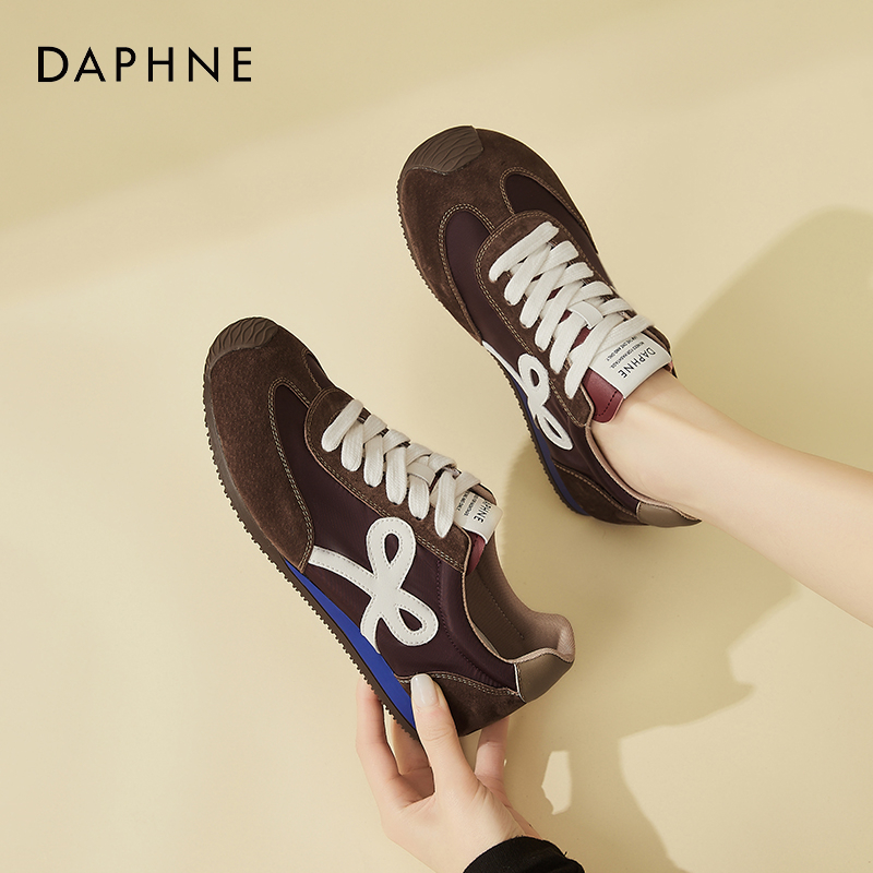 Daphne/达芙妮拼色网红德训鞋女阿甘鞋百搭丑萌鞋平底休闲运动鞋