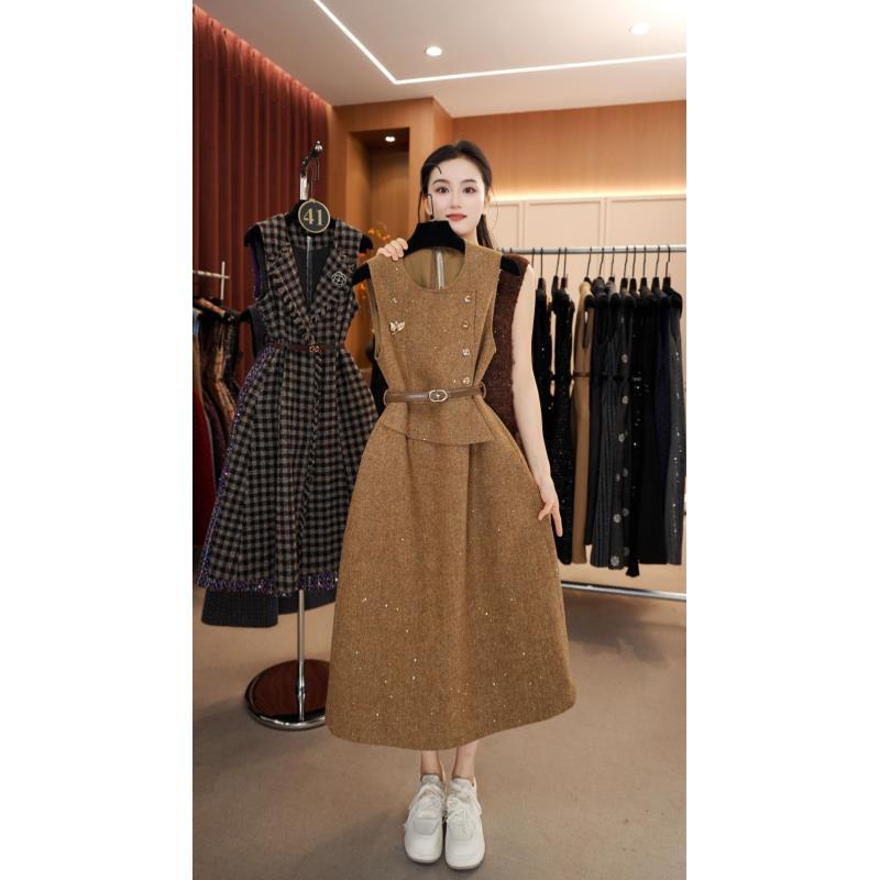 【宠粉价】赫本风轻奢美拉德气质无袖设计连衣裙NH-WX242