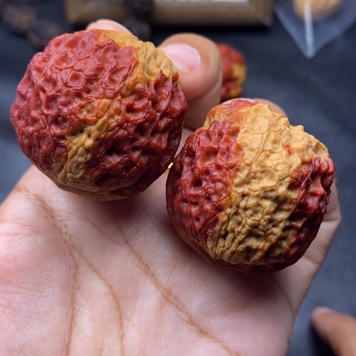 把件文玩核桃44尺牡丹绣球