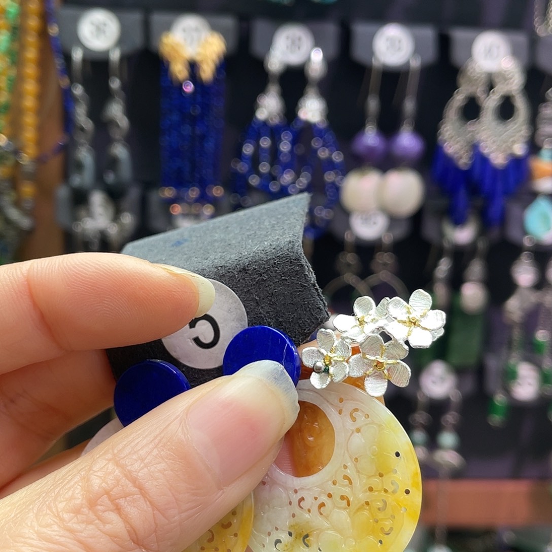 陌***雪翡翠银S925镶嵌耳饰772hjggh