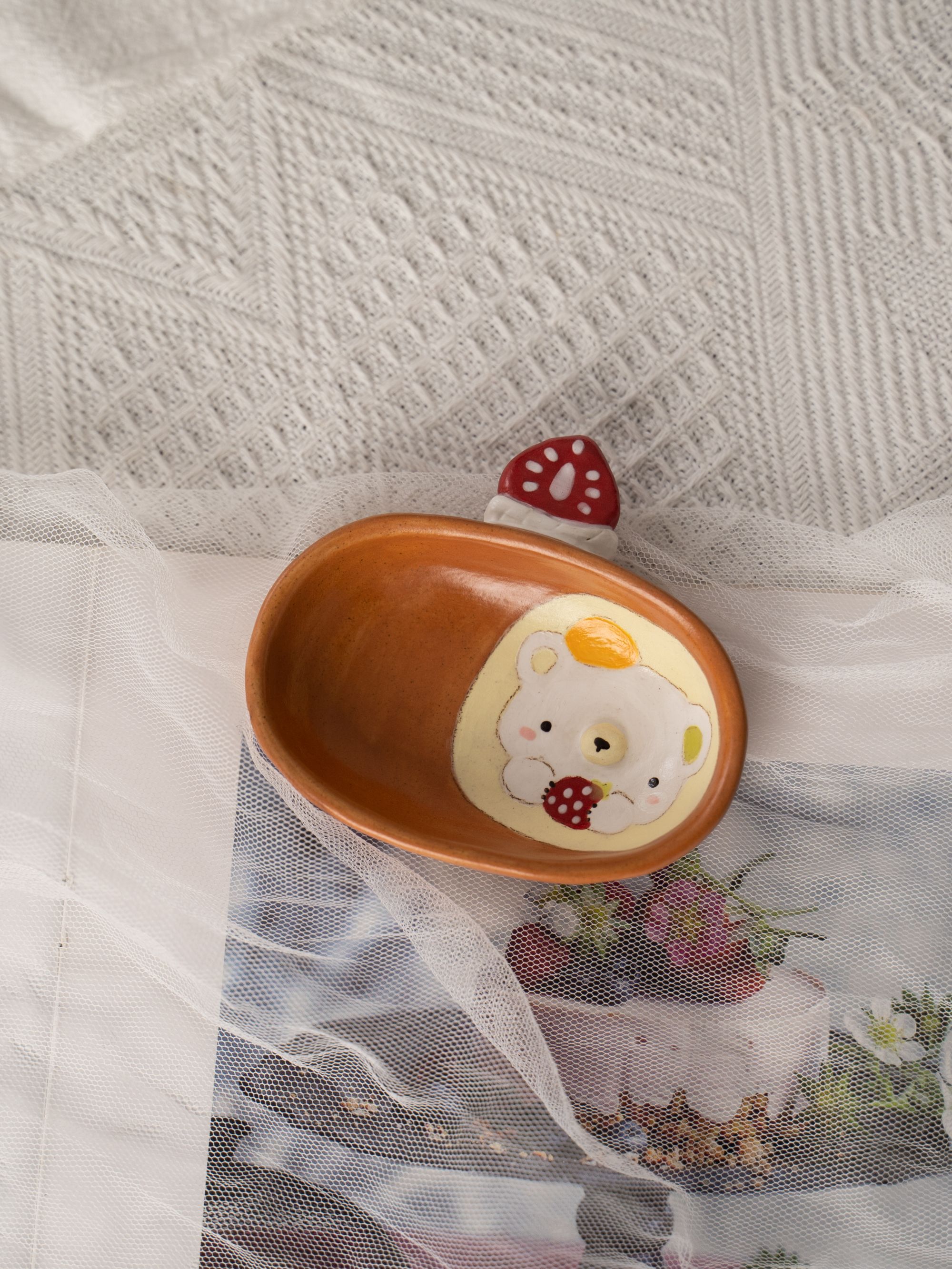 青戊 | 草莓面包小白熊料碟豆皿