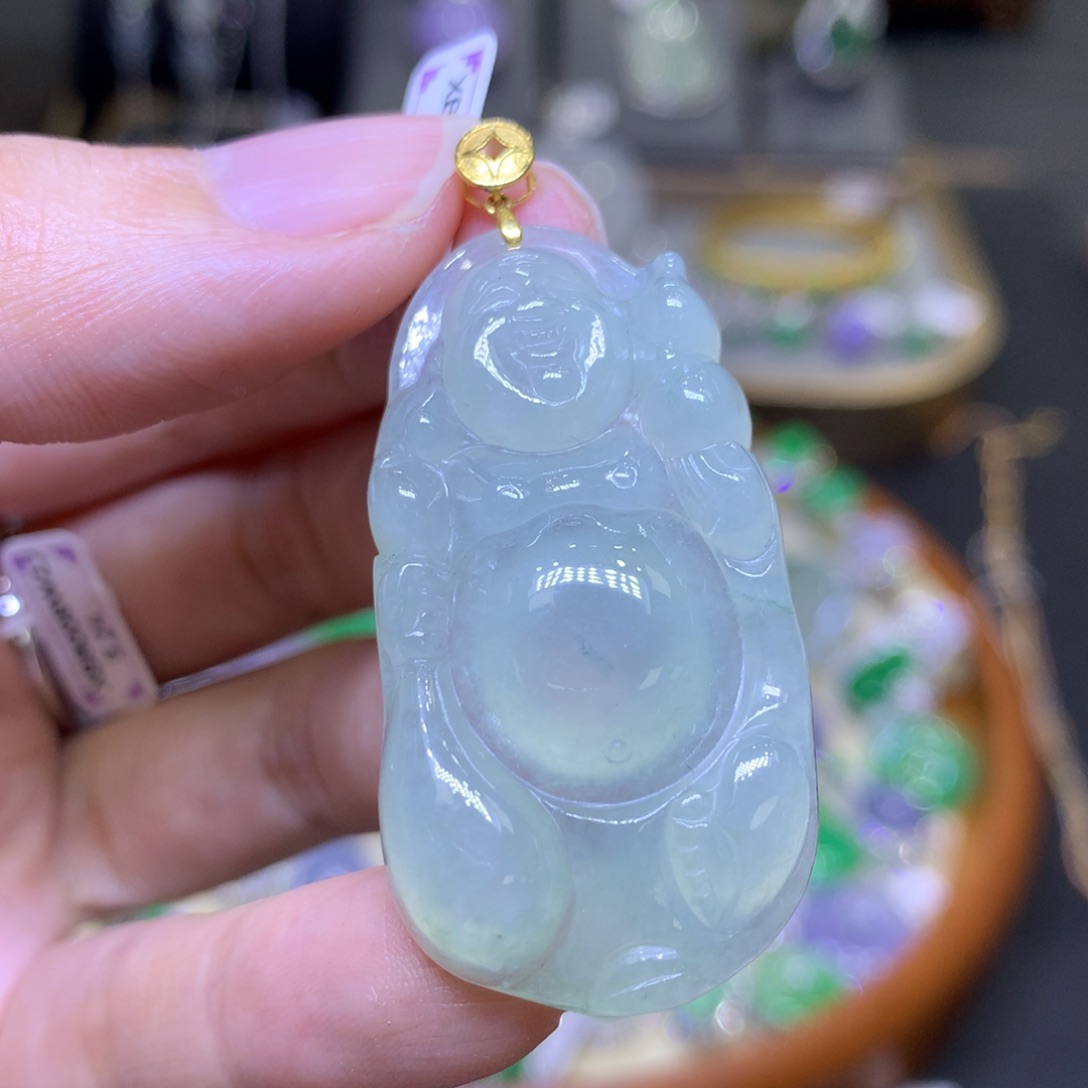 翡翠18K金镶嵌颈饰翡翠吊坠项链