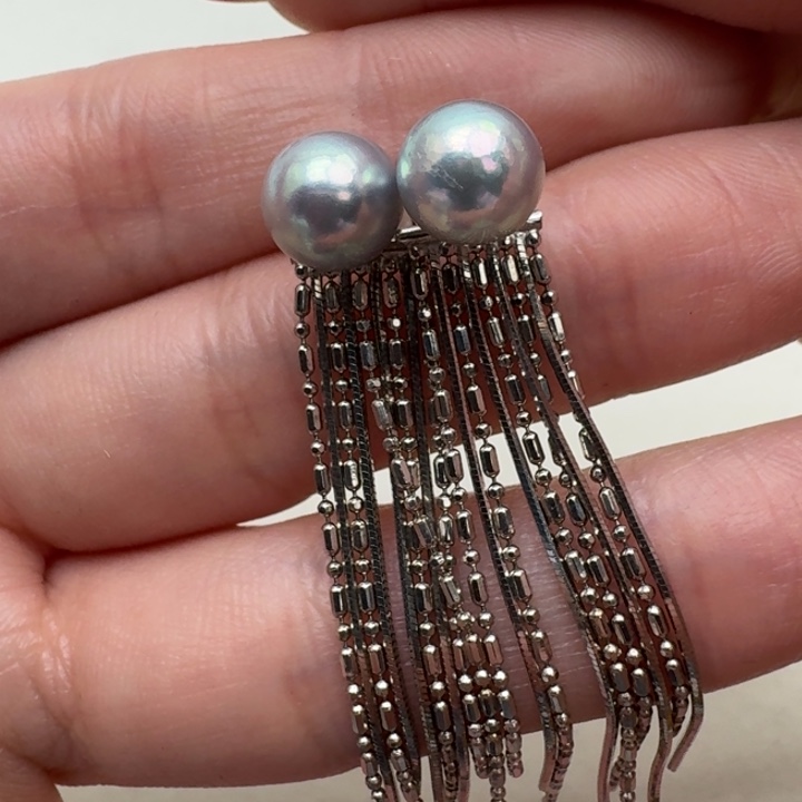 海水珍珠耳饰银S925镶嵌