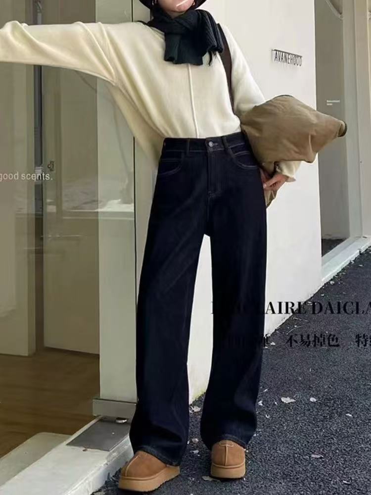 XX 加绒 A9692 普洗蓝特绒四面弹窄版阔腿拖地裤