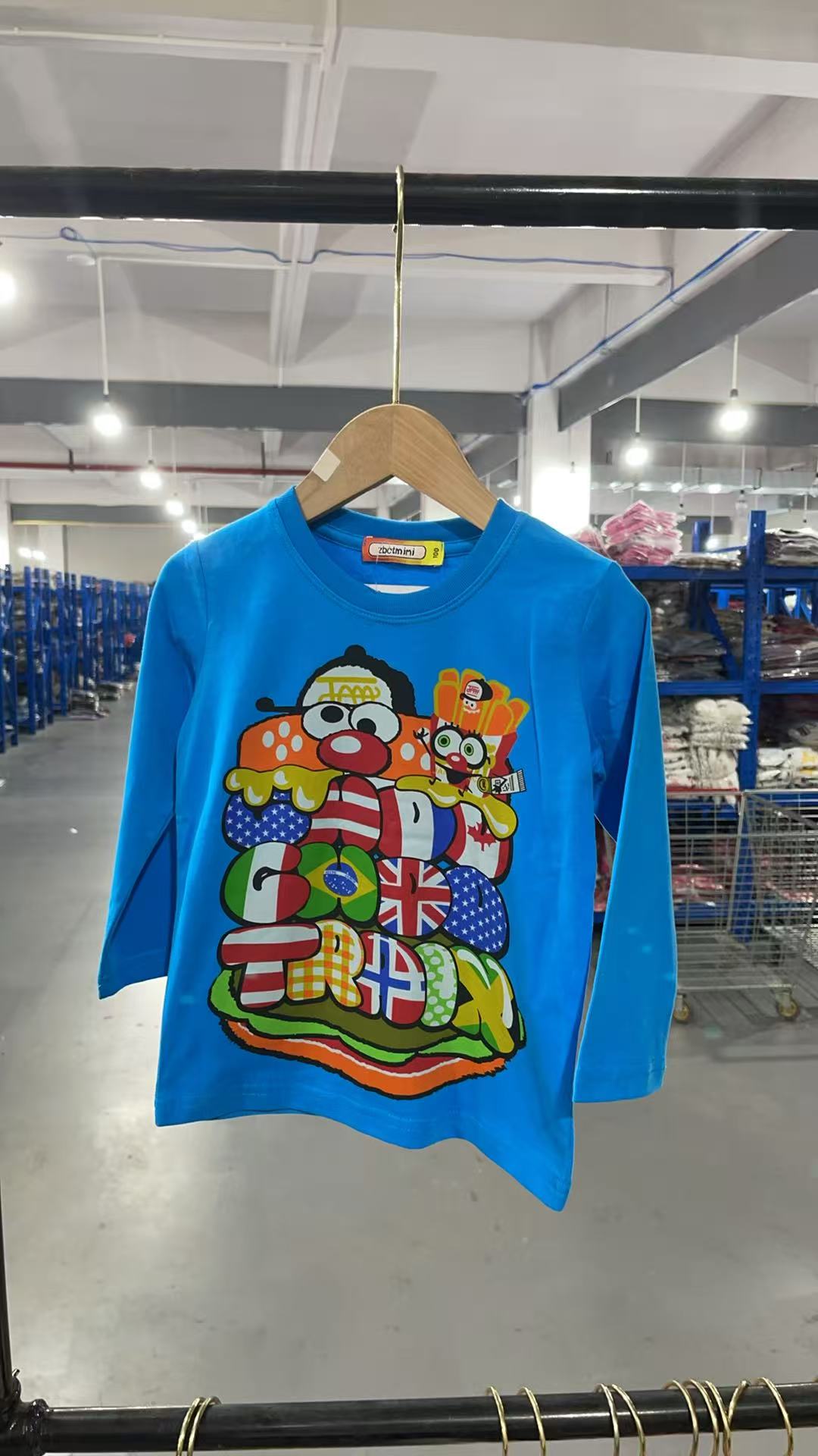 143 巨无霸汉堡长袖蓝  亲子装