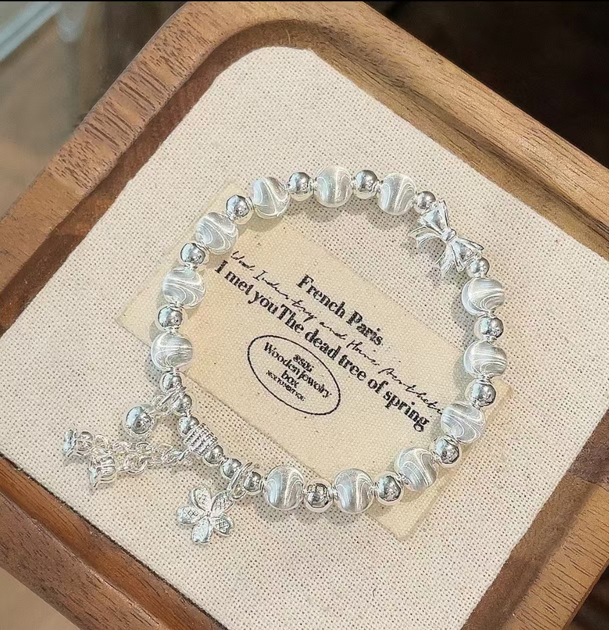 足银手链 猫眼手串弹力绳可调节足银999.9【A124】