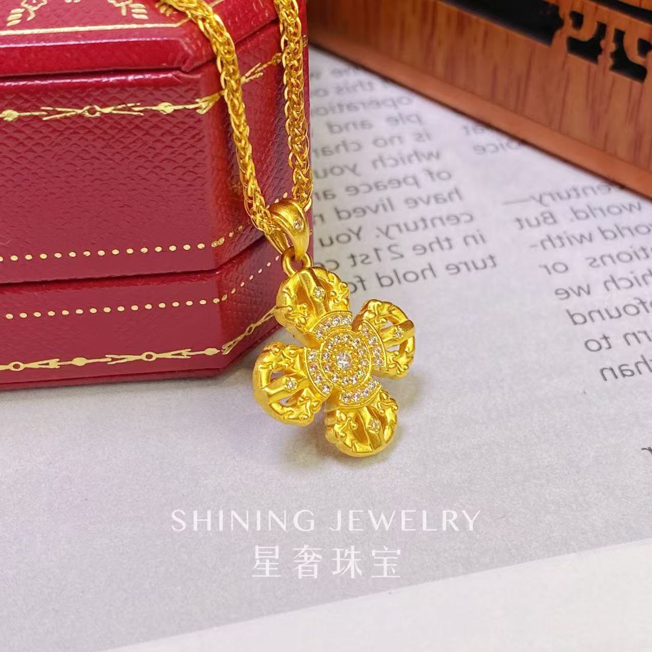 【星奢珠宝】（约2.17）足金999十字金刚杵古法工艺轻奢时尚金色精致