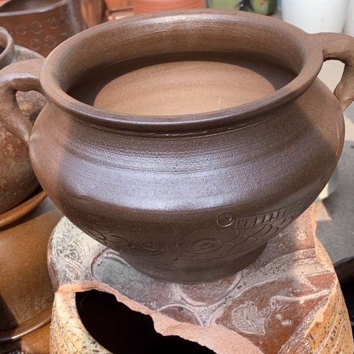 紫砂花盆高18口21手工