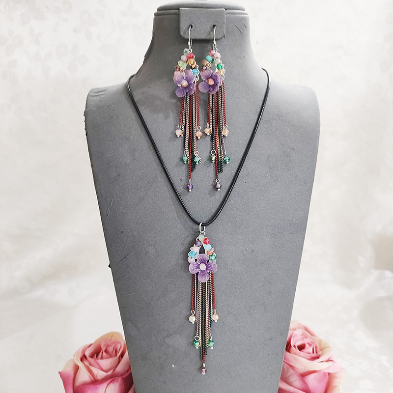 铜合金项链 民族风复古纯手工项链套装耳坠饰品2142