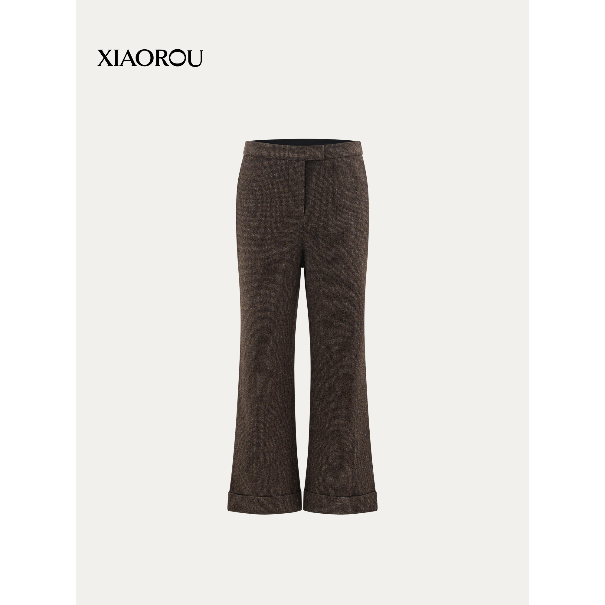 XIAOROU/小柔JA6407百搭时尚羊毛复古秋冬轻职风喇叭裤