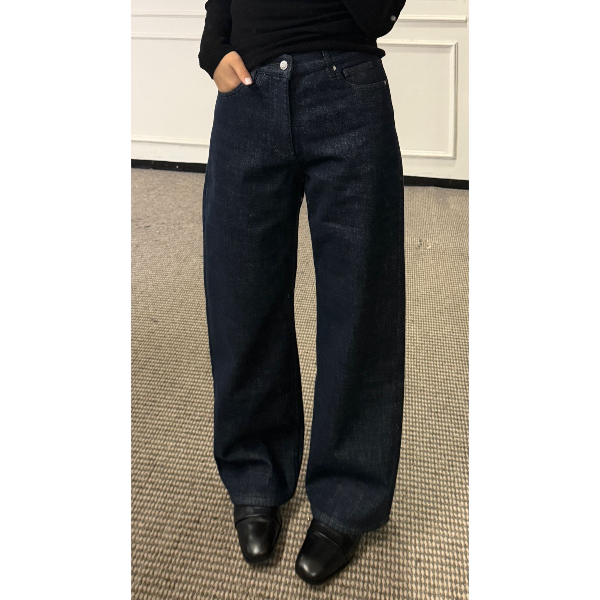 张妍LUNA 复合绒直筒保暖锁温不臃肿亲肤休闲百搭牛仔裤1675