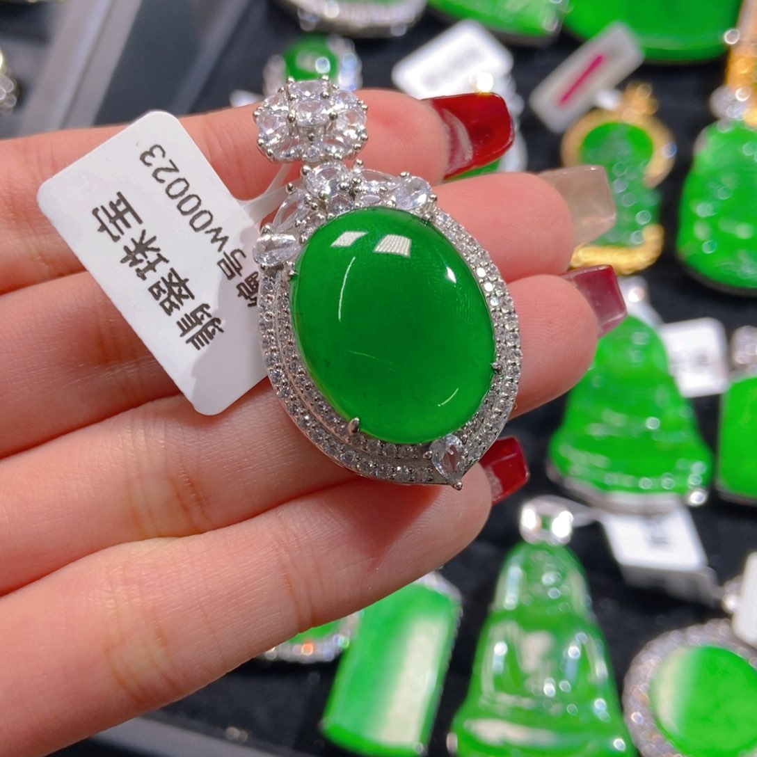 翡翠吊坠(不含链)银S925镶嵌