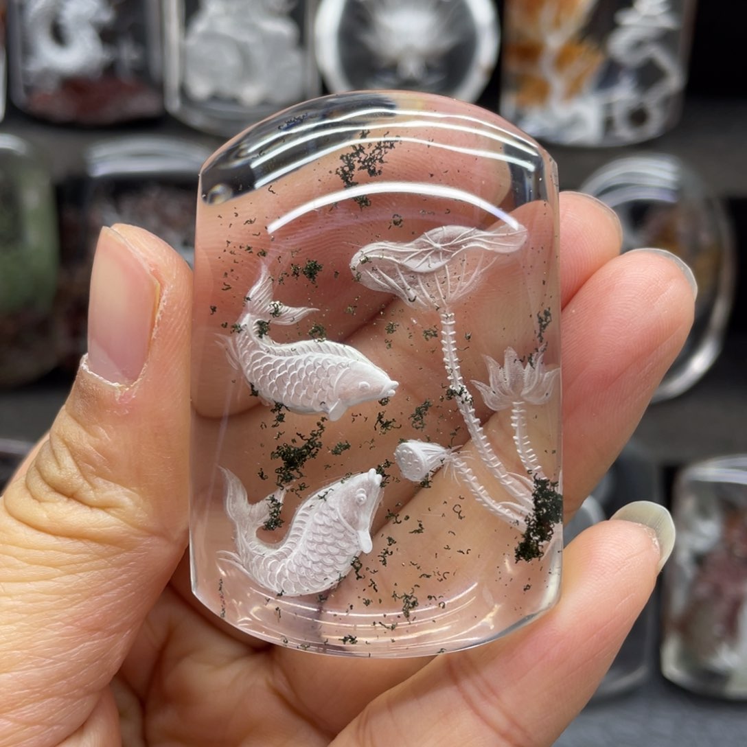 水晶吊坠未镶嵌年年有鱼