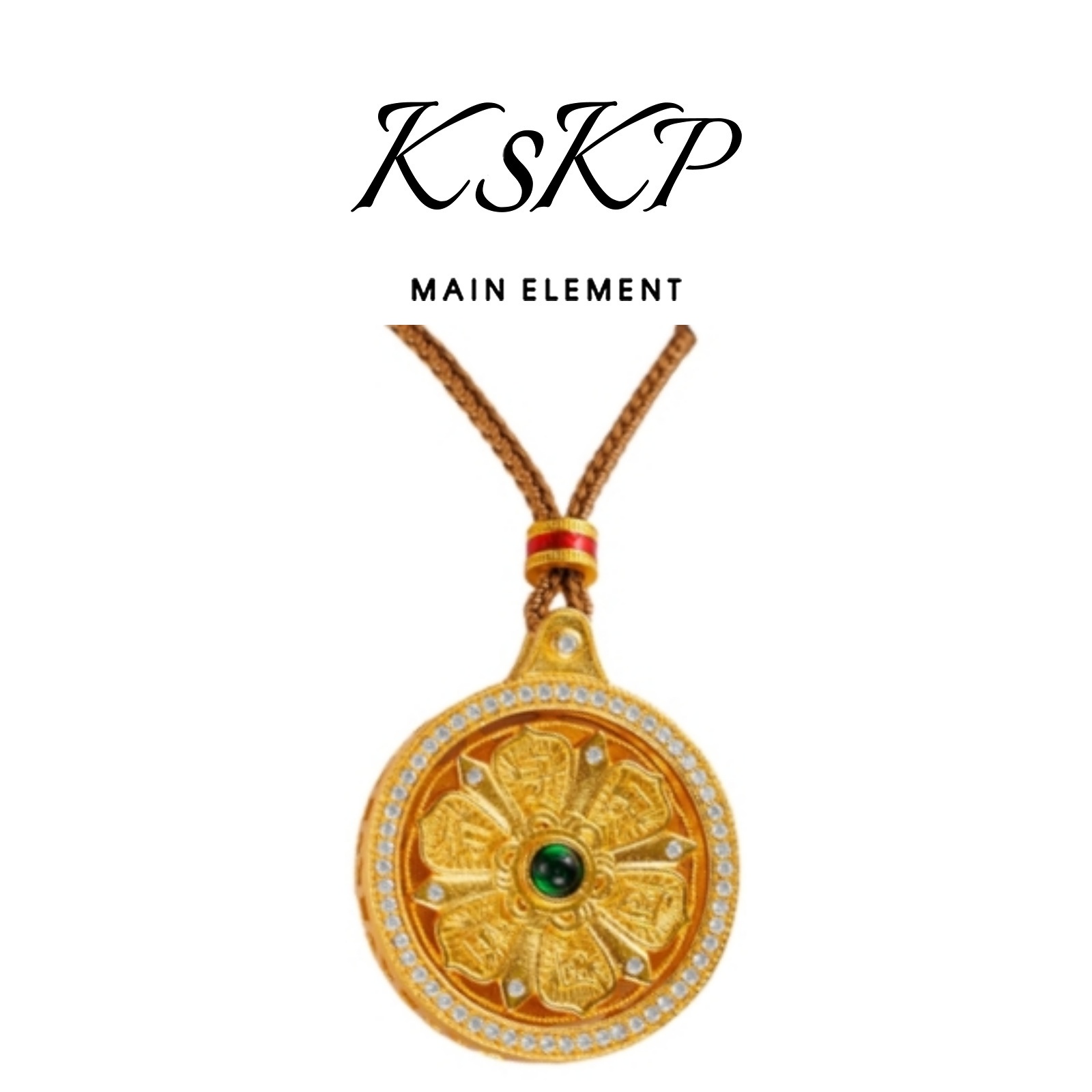 KSKP 八宝罗盘金轮莲心真言咖啡绳编款