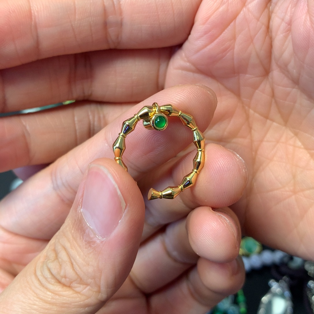 翡翠戒指银S925镶嵌小戒指