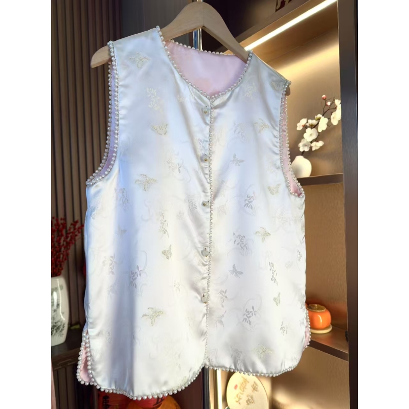 园园【花眠】春季新中式复古气质提花双面穿马甲2024D0256