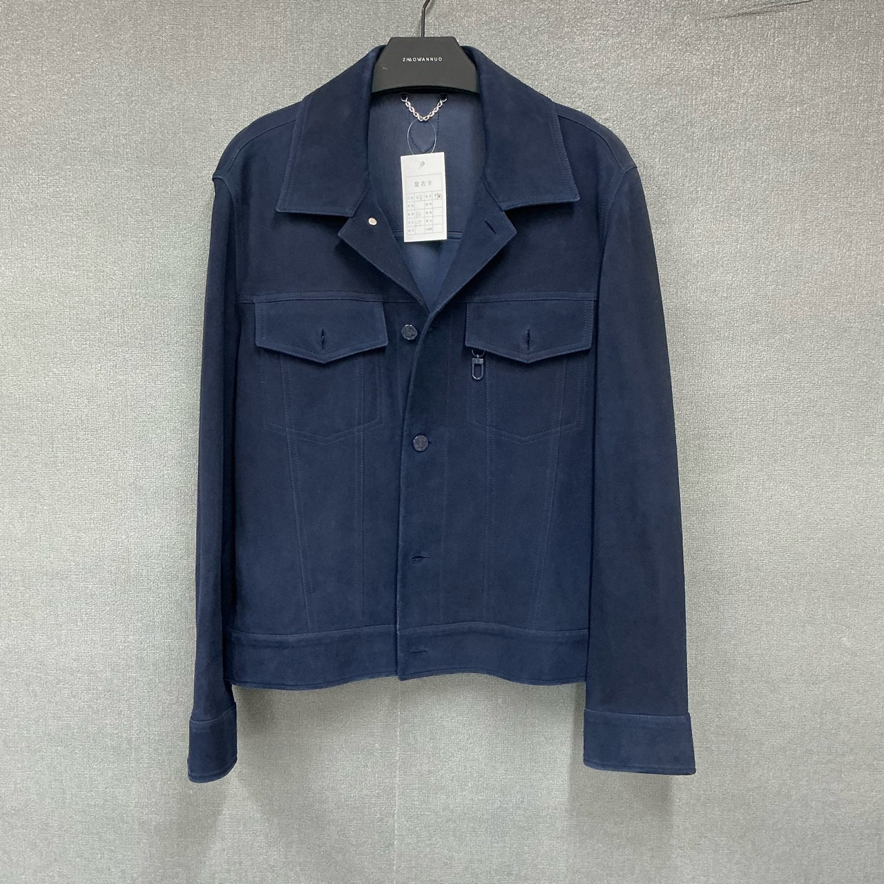 99新 LouisVuitton/路易威登 深蓝色麂皮夹克外套48码