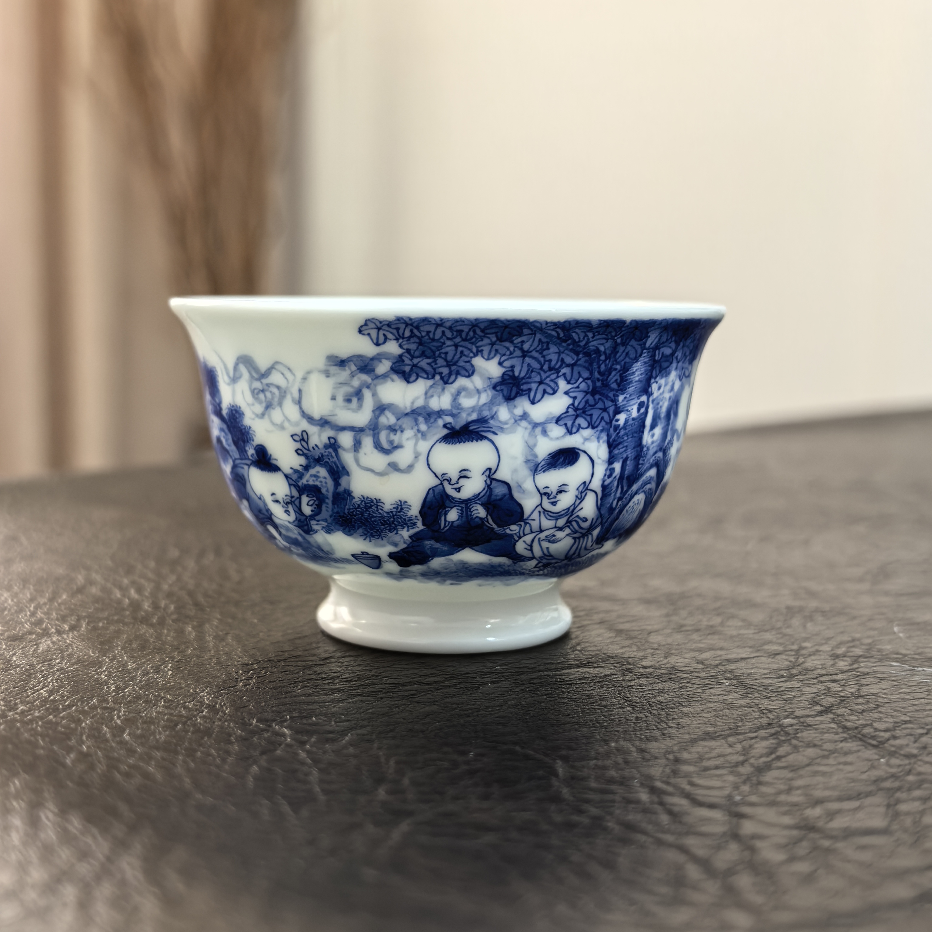 景德镇 彬情一品 王晨风手绘青花童子童趣反口杯茶杯主人杯纯手工