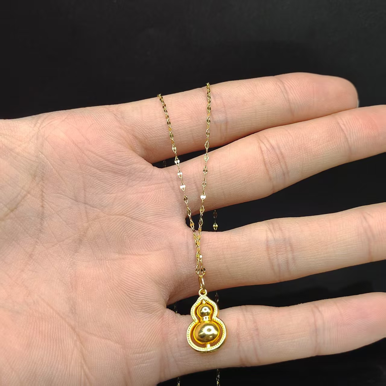 足银银制品 【龙龙严选】足银葫芦吊坠配链X2约17-10-5mm