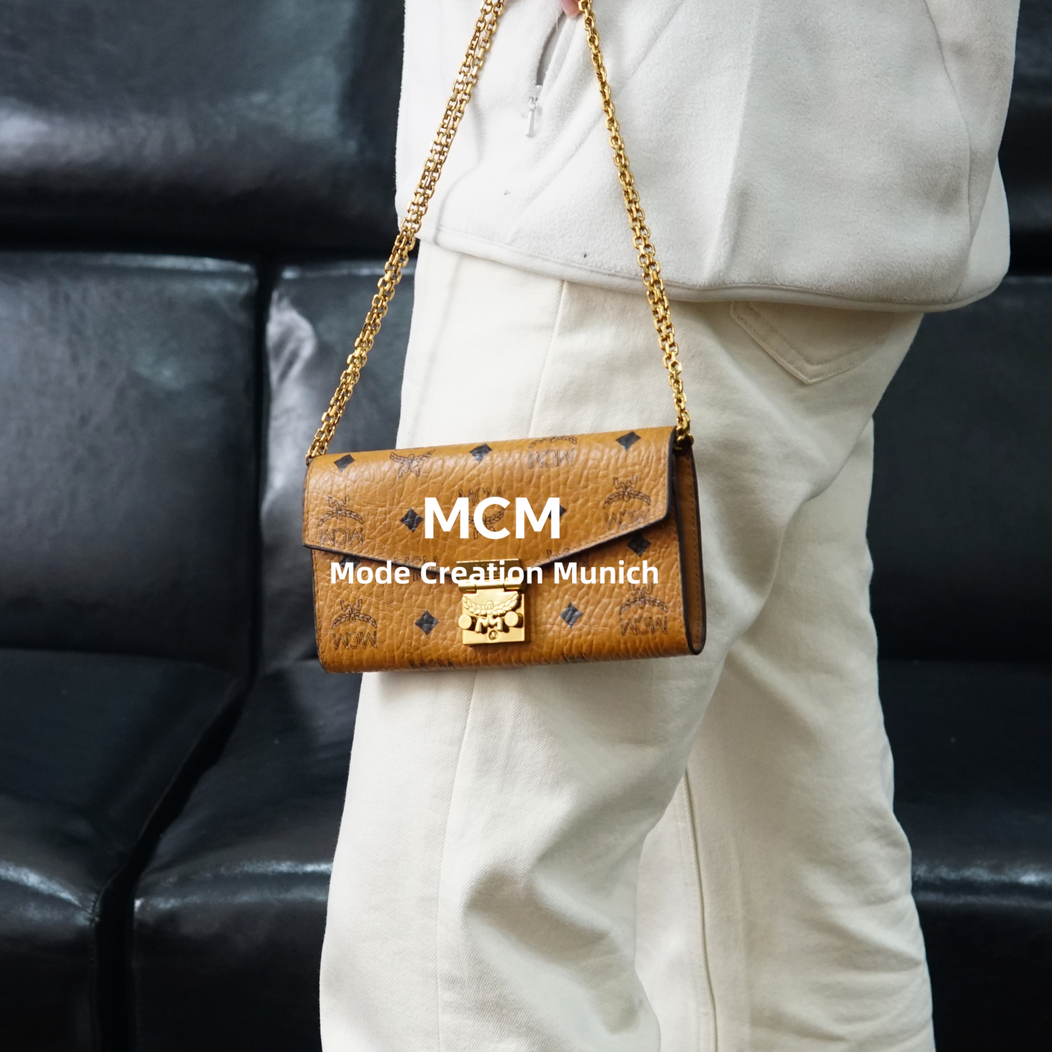 95新 MCM 干邑色链条钱包/WJ12515026/5026