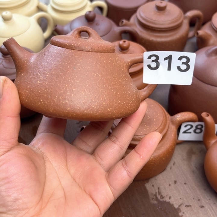 紫砂茶壶红降坡半手工200cc大瑕疵
