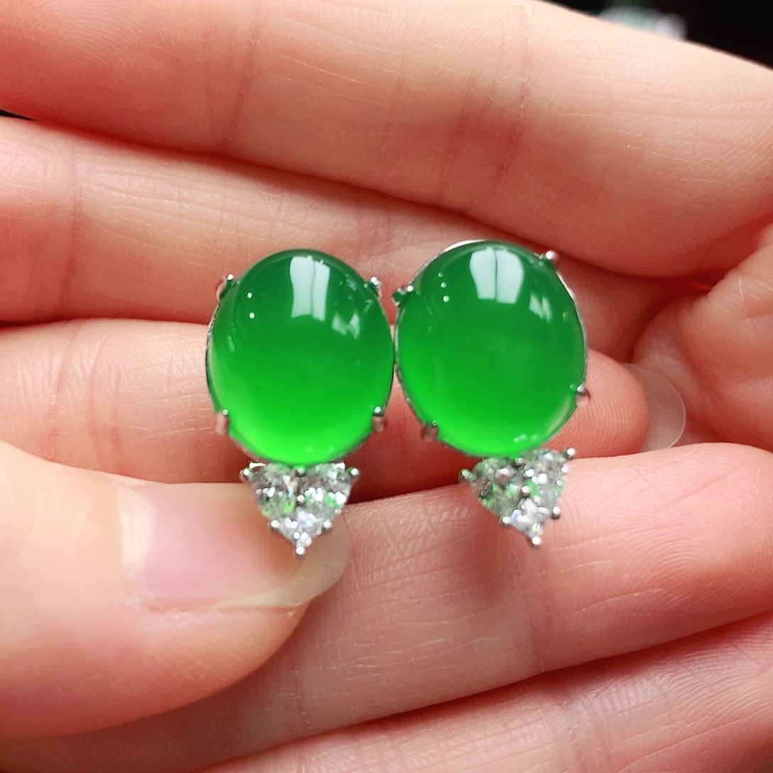 玛瑙/玉髓耳钉银S925镶嵌