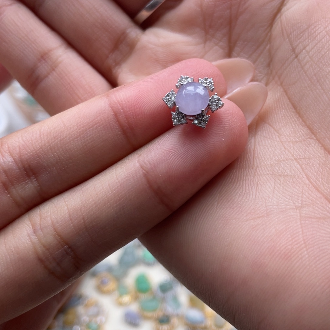 颈饰银S925镶嵌翡翠蛋面路路通