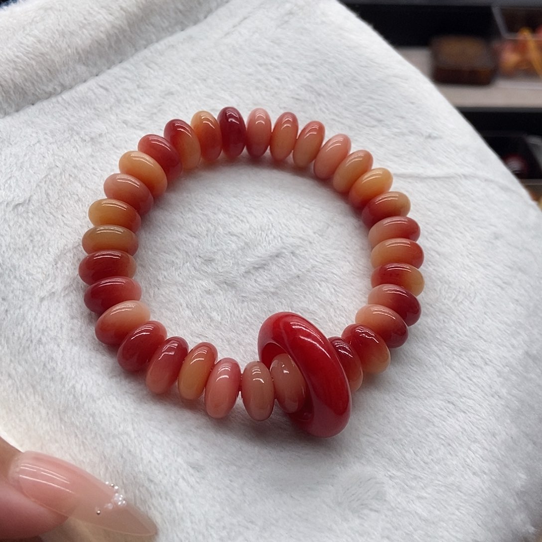 驼骨手串/手链田*圈驼骨红色