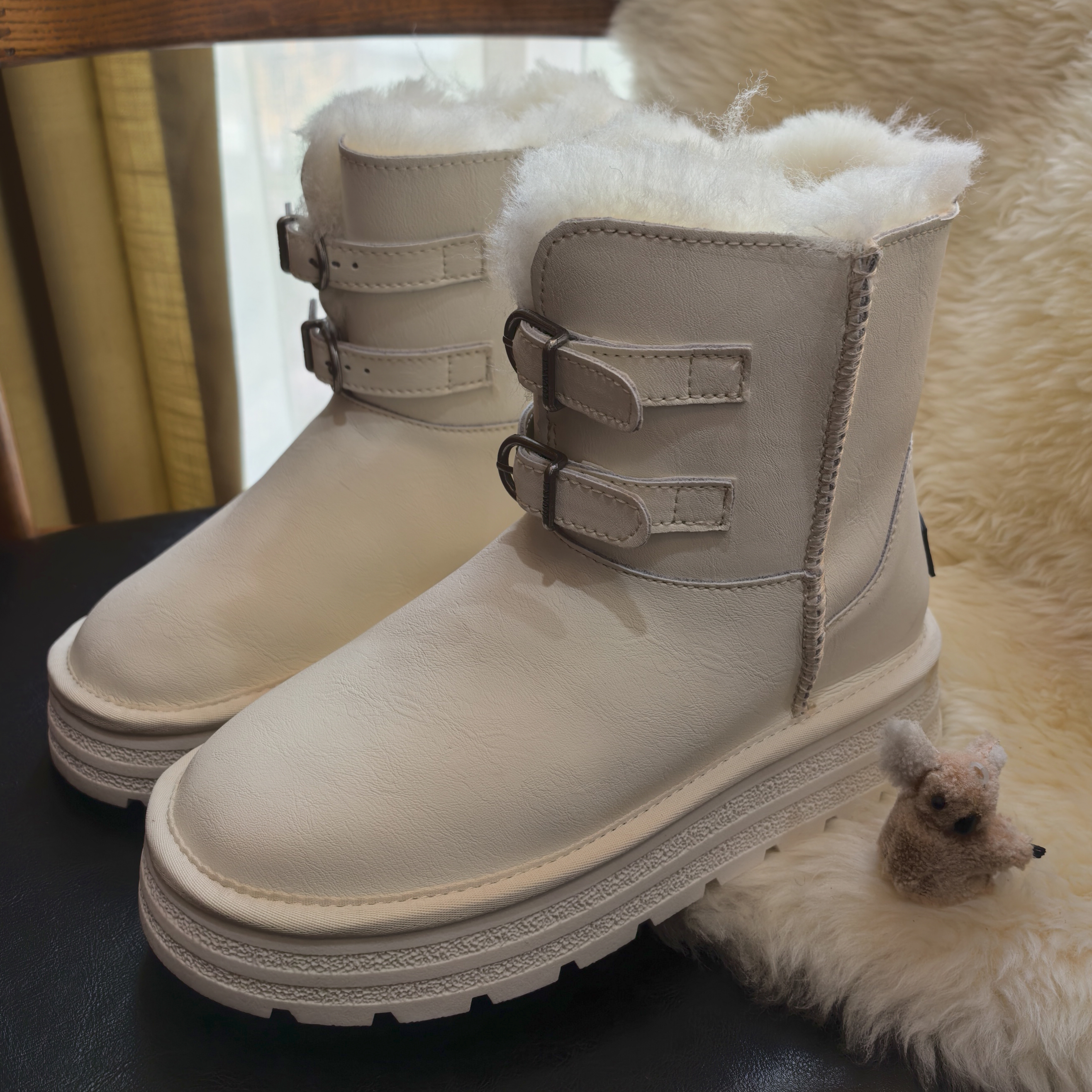 女鞋中跟防水中筒时尚短靴冬季保暖时尚雪地靴全羊毛大棉鞋KS6806