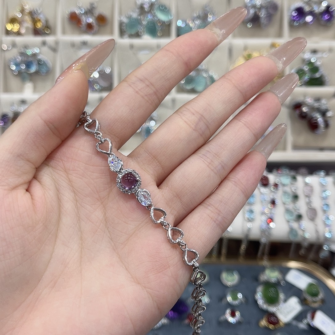 那***办银S925镶嵌手链紫晶