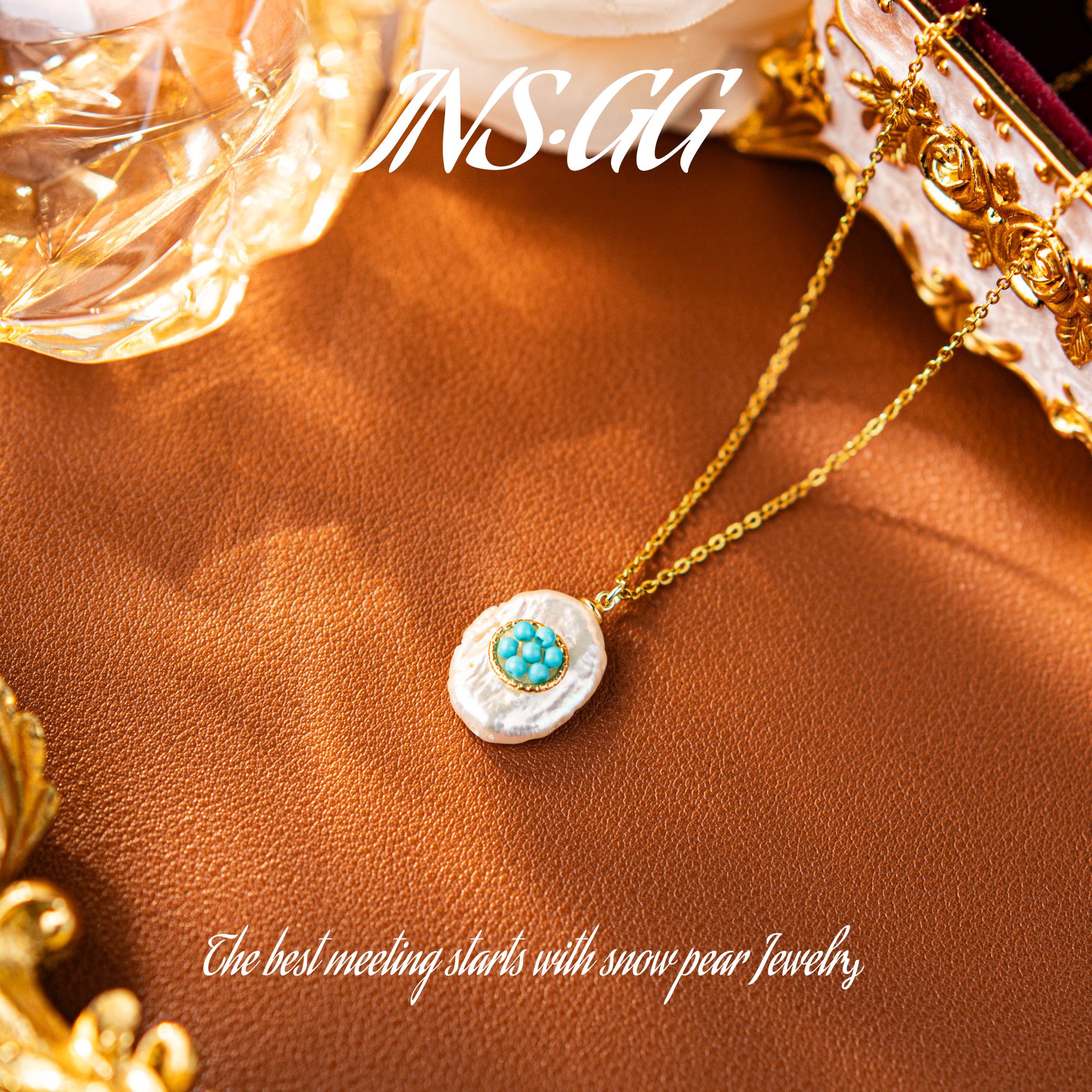 【INS · GG】珠 ♠ 松花巴洛克 轻奢手工AX1576 吊坠·中长