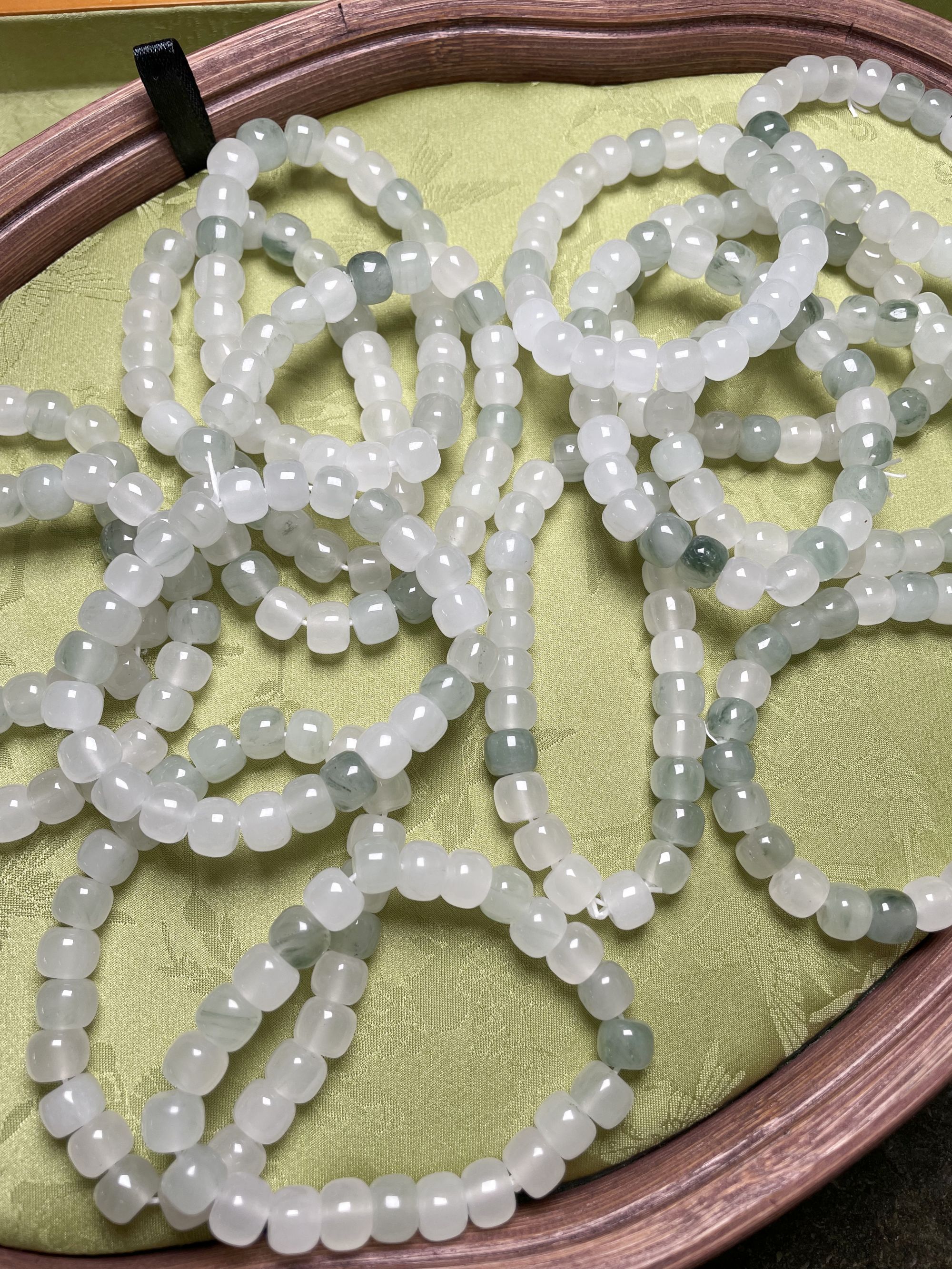 【6x8mm】福利款天然玉石新疆金丝玉天山翠老型珠手串可选送弾力绳