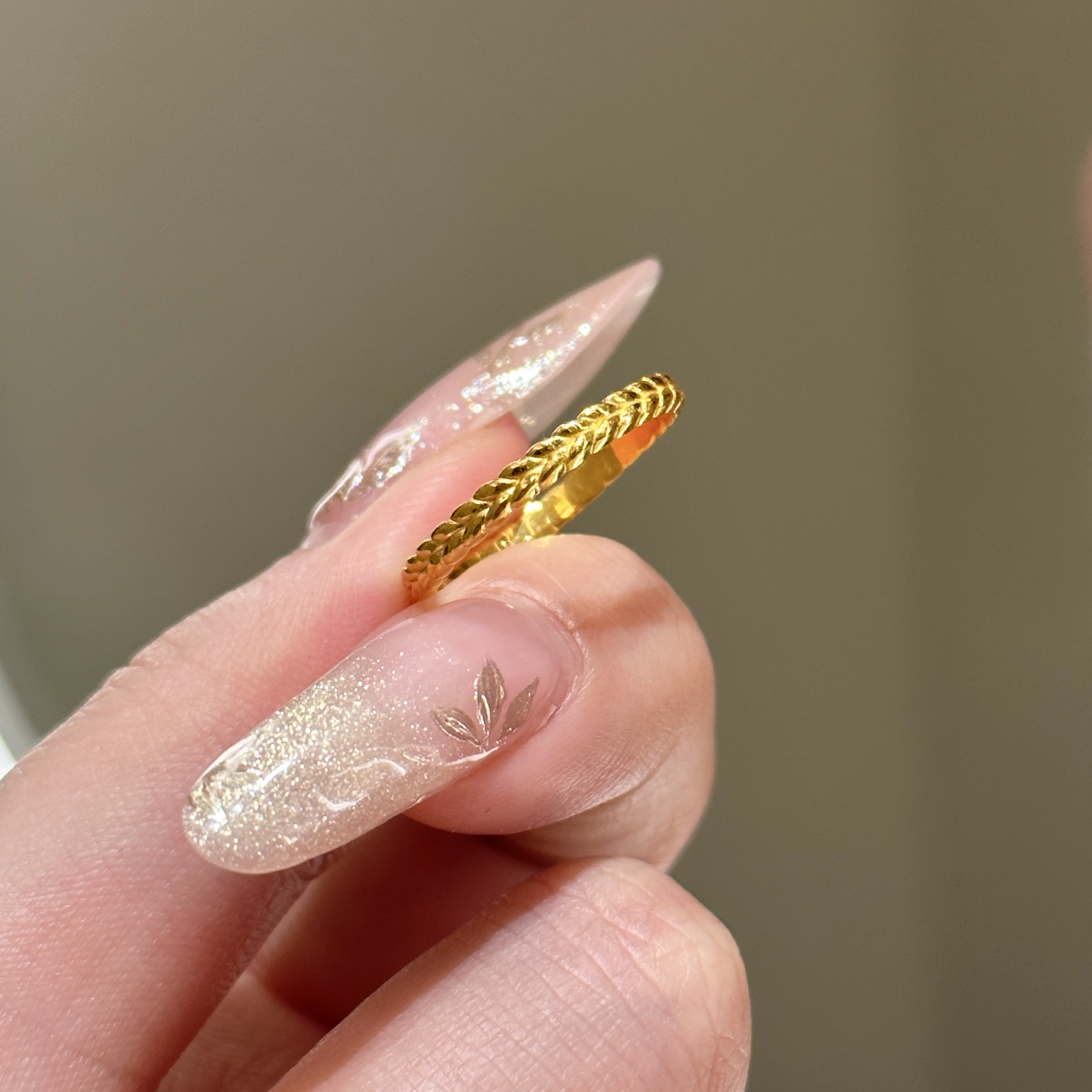 足金999 黄金麦穗戒指 经典简约百搭戒指 水贝黄金实心戒5G工艺