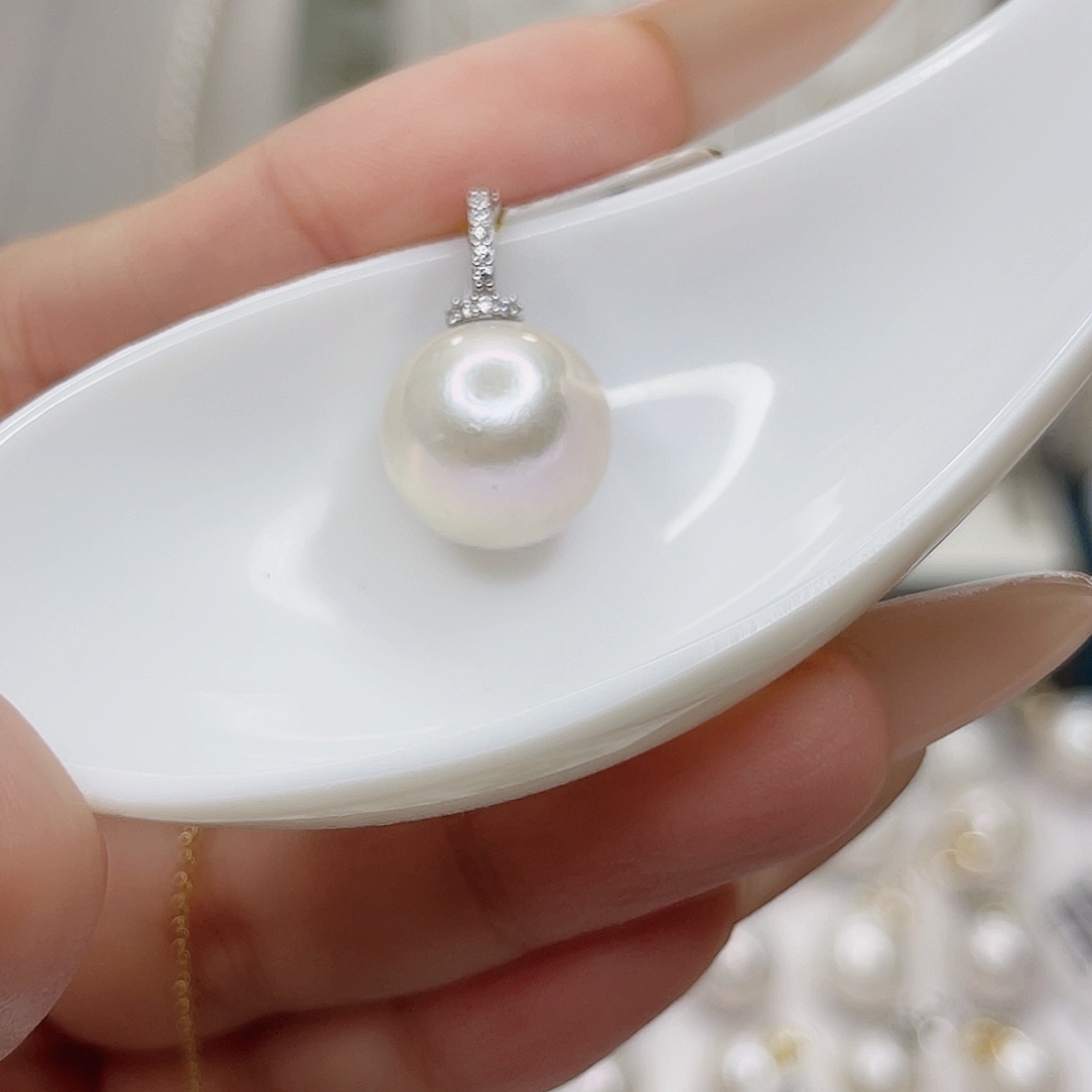 淡水珍珠银S925镶嵌吊坠(不含链)