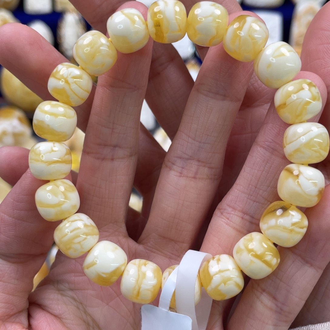 蜜蜡裸石未镶嵌琥珀蜜蜡手串卡11mm