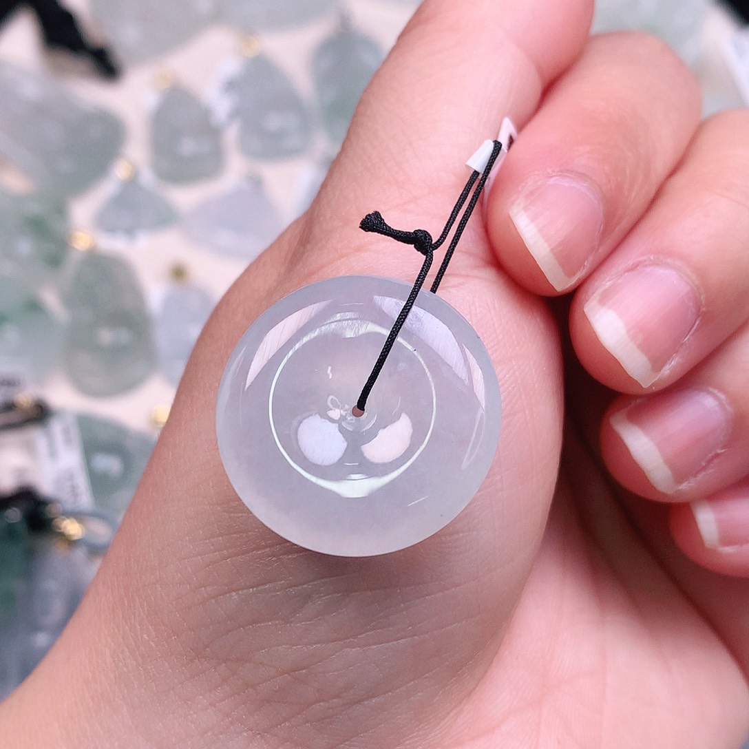 翡翠颈饰未镶嵌冰胶扣25*5