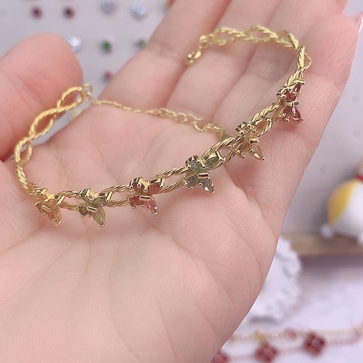 碧玺手链银S925镶嵌手镯