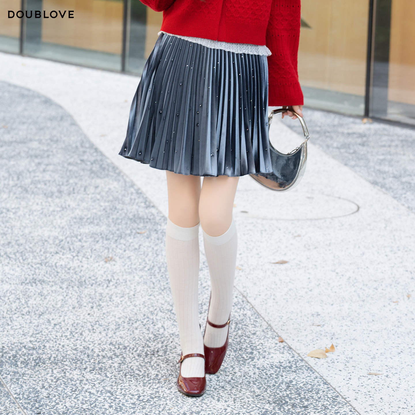 【星光褶艺裙】复古丝绒半身裙百褶裙DOUBLOVE贝爱2026春季新款