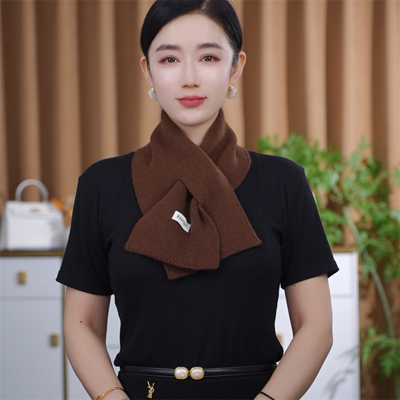 2025秋季韩剧新款百搭时尚针织羊毛短款围领纯色围巾女士气质保暖
