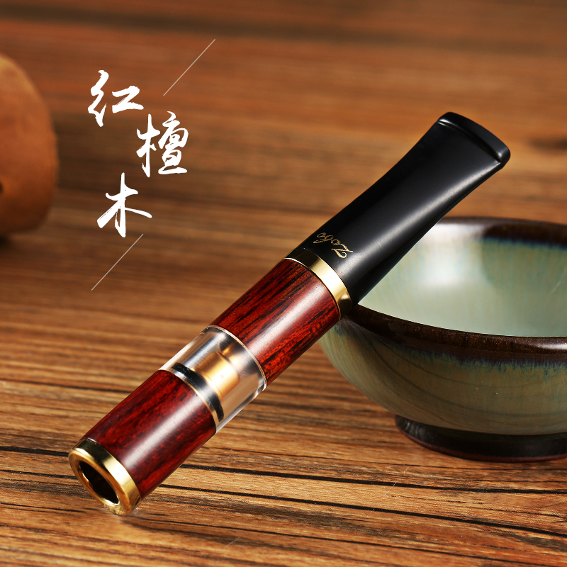 正牌（ZOBO）过滤烟嘴循环型红檀木香烟过滤器粗中细三用送男友礼物