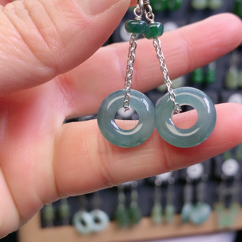 【闪购商品】翡翠耳饰银S925镶嵌精美