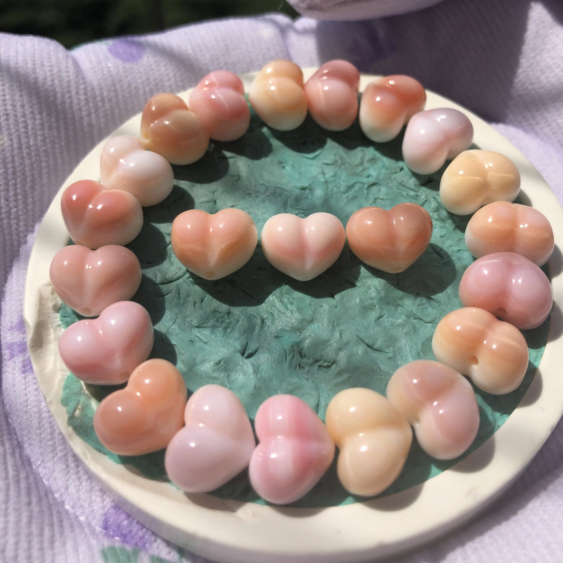 非金属仿珍珠项链 屁桃女款爱心手链项链糖果色百搭彩色配饰饰品